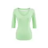 699-2026 Estilo Nuevo Primavera/Verano Top Casual de Cuello V Puro Deseo para Mujer, Ajuste Ceñido Sexy Adelgazante Camiseta de Manga Media