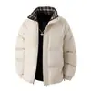 Patrón Tartán Tapeta Hombres Otoño e Invierno Estilo Hong Kong Engrosada Cálida Chaqueta de Algodón Holgada Tallas Grandes Tallas Extra Chaqueta de Algodón Chaqueta de Invierno