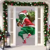 Cubierta de Puerta Decoración de Dibujos Animados del Grinch Cubierta de Puerta Navideña Monstruo Verde Grinch Tela Colgante Tapiz Fondo de Cubierta de Puerta