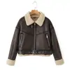 Comercio exterior 2025 otoño/invierno nueva chaqueta corta de piel sintética integrada estilo retro de motocicleta para mujer 8073236