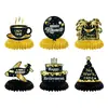 Set de Pancartas con Brillo Temática de Jubilación Negro y Dorado Transfronterizo, Set de Feliz Jubilación, Pancarta, Decoraciones Espirales de Panal