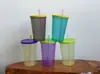 Vaso de Plástico con Popote Taza de Boca de PP Taza para Bebida de Jugo Té con Tapa 500ML Vaso Colorido para Bebida Fría