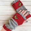 Guantes de Punto Cálidos y de Moda para Mujer de Otoño e Invierno, Guantes Cálidos para Exteriores de Medio Dedo con Hilo Acrílico y Diseño de Bloques de Color, Transfronterizo