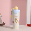 Nova Caneca Térmica de Aço Inoxidável 316 para Crianças, Copo Portátil com Canudo e Bolinha Flutuante de Animal Fofo, Copo de Viagem