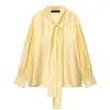 Roupas Femininas Europeias e Americanas Transfronteiriças Moda Verão 2026 Novas Camisas Soltas com Detalhe de Laço para Mulheres com Toque de Luxo Atacado