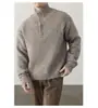 Suéter de cuello alto abotonado reversible estilo old money para otoño e invierno para hombre, estilo coreano, guapo, color liso, suéter casual versátil
