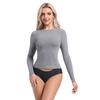 Venda Direta da Fábrica Europeia e Americana Sk Gola Redonda Super Elástica Respirável Manga Longa Camiseta Cor Sólida Top Modelador de Corpo Camiseta Feminina