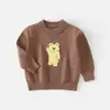 Suéter de una capa de Pequeño Panda para niños, Camiseta cálida de algodón con cuello redondo de dibujos animados para otoño, Nuevo jersey de punto para niños
