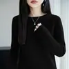Malha feminina de gola redonda, nova coleção outono e inverno 2026 da Coreia, suéter simples e versátil, pulôver para usar no dia a dia, camada base
