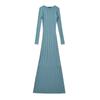 Vestido de punto retro de manga larga con cuello redondo para mujer, otoño e invierno, corte ajustado, cadera, suéter de punto interior, vestido largo acampanado