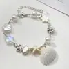 Pulseira com Contas e Pingente de Estrela Popular Europeia e Americana, Pulseira Ajustável com Pingente de Concha da Moda, Presente de Aniversário para Mulheres