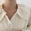 Collar de doble capa con lazo de perlas de primavera temprana para mujer 2021 nueva moda elegante dulce nicho cadena clavicular