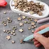 Stock Listo Decoración de Estrella de Cinco Puntas con Grano de Madera Retro Manualidades de Pintura Decorativa DIY Pegatinas de Estrella Huecas Grandes y Pequeñas 100 Piezas