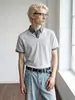 Camisa Polo a Cuadros Estilo Americano Cleanfit Falso Dos Piezas Camiseta de Hombro Ancho Corta Manga Corta de Verano para Hombre