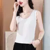 Camisola Nueva de Verano Moda para Mujer Camisa Caliente Diamante Aspecto Adelgazante Camiseta Interior Sin Mangas Chaleco para Mujer