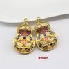 Colgante de calabaza hueca cloisonné bañado en oro y latón de moda nacional, colgante de collar antiguo hecho a mano DIY, accesorios tejidos
