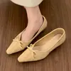 Zapatos de Salón Elegantes de Gamuza con Tacón de Cuña Apuntados para Mujer 2026 Primavera/Otoño Tacón Alto Lazo Zapatos para Commute Nocturno
