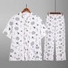 Pijama de algodón y seda para hombre, cárdigan de verano para papá, ropa para el hogar, traje fino de manga corta de algodón artificial para hombres de mediana edad y ancianos