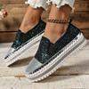 Comércio Exterior Transfronteiriço Outono e Primavera 2024 Tamanho Grande Sapatos Casuais Mocassins Femininos Sola Grossa Planos Strass Moda Sapatos Femininos