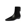 Botines Ajustados para Mujer Botines Elásticos al Tobillo Otoño Invierno Nuevo Estilo Coreano Punta Cuadrada Pequeña Cremallera Trasera Tacón Bajo Botines Individuales para Mujer Ajustados a la Pierna Botines Pequeños Color Nude