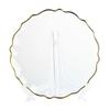Plato de vidrio con borde dorado estilo ins nórdico transparente para el hogar grande resistente al calor mantel individual occidental plato de encaje plato de frutas plato de vidrio