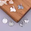 Colgante de Plata de Ley S925 de Oso Mariposa, Estilo Chino de Moda, Encanto Pequeño Versión Q, Accesorios para Cuerda de Pulsera DIY