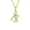 Colar de Pérola Natural de Água Doce em Prata de Lei S925 Design de Nicho Feminino Luxo Acessível Pingente de Laço Corrente para Clavícula Joia de Prata