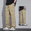 Calça Cargo Masculina Atacado Marca da Moda Reta Solta Novo Estilo 2024 Múltiplos Bolsos Calças Jovens Calças Casuais Masculinas Outono