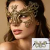 Máscara de Encaje Irregular Estampada en Oro de Media Cara para Fiesta de Halloween Máscara de Baile Accesorios para Actuación Cosplay