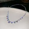 Collar redondo de circón multicapa, cadena para la clavícula de moda de lujo ligero y de alta gama, accesorio simple y versátil, único y personalizado