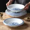 Plato de vajilla de melamina Xiangyuan comercial imitación porcelana azul y blanco plato hondo para sopa restaurante restaurante plato hondo para plato frío plato hondo para salteado plato para guarnición