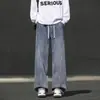 Jeans Americano Masculino Casual Lâmina Curva Retrô Tamanho Plus Calças Largas Perna Reta Tendência Longo Primavera Outono Perna Larga Lavado
