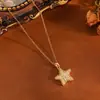 Conjunto de Colar e Brincos com Pingente de Estrela e Concha Branca, Conjunto Único e Fofo de Estrela de Cinco Pontas, Sol, Lua, Borla e Strass para Mulheres
