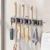 Almacenamiento de Baño Soporte para Mopa y Escoba, Soporte de Pared para Mopa de Inodoro, Estante de Almacenamiento para Mopa de Aluminio Espacial sin Taladro