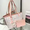 Bolsa Tote Estampada Xadrez Conjunto de Duas Peças 2024Bolsa de Mão Feminina Nova Bolsa de Ombro Bolsa de Compras Coreana Feminina