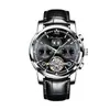Bodaq Nuevo Reloj Mecánico Totalmente Automático Impermeable Multifuncional para Hombre Esqueleto Luminoso Correa de Acero Inoxidable Calendario