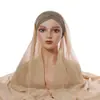 Nuevo Hijab Conveniente de Gasa Universal para las Cuatro Estaciones Bufanda Lisa de Gasa Sombrero con Cinta Cruzada en la Frente para Mujer