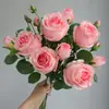 Flor artificial de alta calidad tela de seda de alta calidad flor artificial decoración del hogar flor boda color de primavera cuatro horquillas múltiples cabezas rosa Xuan Ya