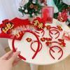 Diadema roja de la suerte para vacaciones de Año Nuevo, tocado de ambiente rojo con puerta abierta, diadema festiva del Año del Dragón para mujer, accesorios para el cabello