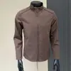 Jaqueta corta-vento slim fit com gola alta outono marrom escuro fosco casaco de negócios casual zíper bolso oculto linha de ombro
