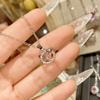 Colar de pedras preciosas rosa princesa francesa camélia banhado a ouro 18K diamante brilhante conjunto de colar de pé socialite de alta qualidade