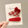 Horquilla de Lazo Rojo de Hilo para el Año Nuevo para Niñas, Lindo Pasador Lateral para Flequillo, Accesorio para el Cabello de Bebé