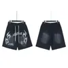 Hellstar Transfronteiriço Marca Tendência Europeia e Americana Verão Casual Esportivo Unissex Shorts Lavados Calças de Cinco Pontos