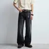Jeans Negros Sueltos para Hombre, Marca Trendy Retro Americano de Verano, Estilo High Street Americano, En Stock para Pedido Completo