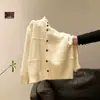 Casaco Suéter de Gola Alta Branca Espesso de Manga Longa 2026, Gola Alta, Caimento Solto, Cardigan de Tricô de Inverno para Mulheres