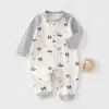 Ropa para Bebés Anyang: Traje de Gateo de Algodón Puro con Mangas Raglán, Pelele de Bebé, Ropa de Casa sin Costuras, Estilo para Todas las Estaciones