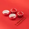 Par de Cuencos Felices para Boda Palillos suit Cuenco Rojo Palillos Cuchara Feliz Suministros para Boda Daquan Taza con Tapa Roja Taza de Té Par de Tazas