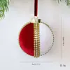 Novo Pingente de Bola de Natal Veludo Verde Vinho Tinto com Diamantes Árvore de Natal Decorações de Natal Atacado