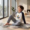 Conjunto de Pijama de Manga Larga y Pantalón Largo para Primavera y Otoño para Niños y Niñas, Conjunto de Ropa de Casa de Modal con Dibujos Animados para Niños, Aire Acondicionado