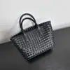 2026 Nuevo Bolso de Mano Tejido de Piel de Vaca Moda Europea y Americana Bolso de Hombro Cruzado Bolso de Cuero Genuino para Mujer Bolso Cesta de Picnic